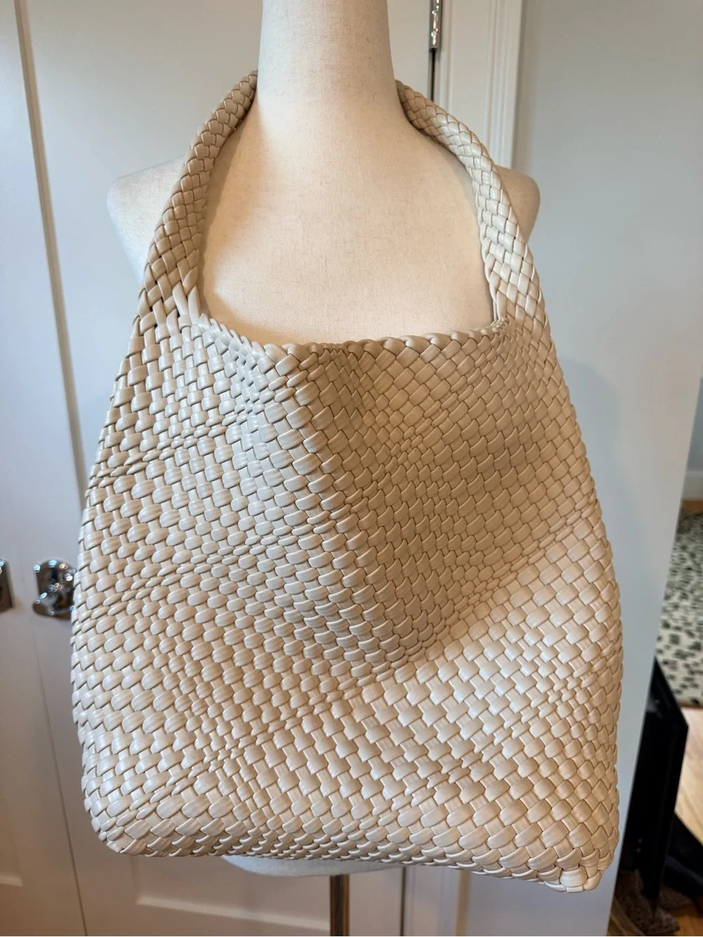 Woven Hobo Tote Bag - Cream